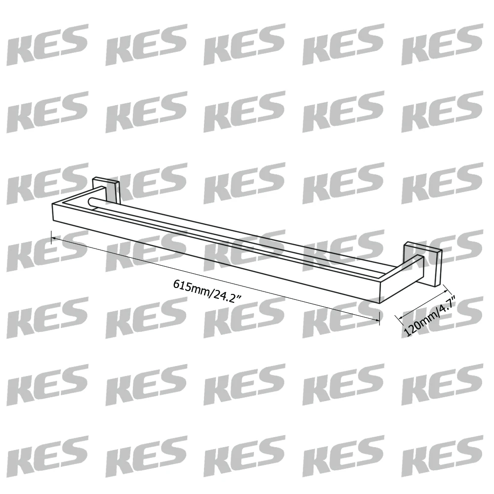 KES Современная квадратная ванная комната туалет двойное полотенце бар настенное крепление, полированная/Матовая нержавеющая сталь, A2501/A2501-2