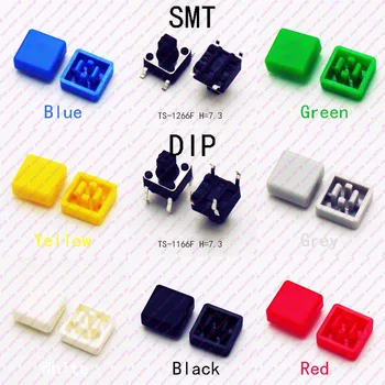 

10PCS 6X6X7.3MM(H=8.7MM With Cap) 4PIN DIP& SMD Momentary Tact Button Top Square Head Tactical Keys Switch Mini Push Button