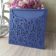 50 шт./лот Европейский Стиль выдалбливают Свадебные Приглашения карты Элегантные цветы на заказ имена День рождения