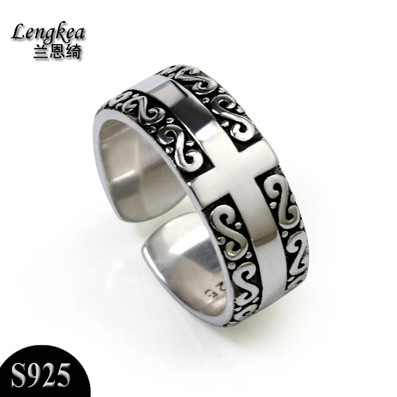 

Men rings women rings 925 sterling silver rings vintage cross opening pinky ring fashion women jewelry 2018 men jewelry Charms
