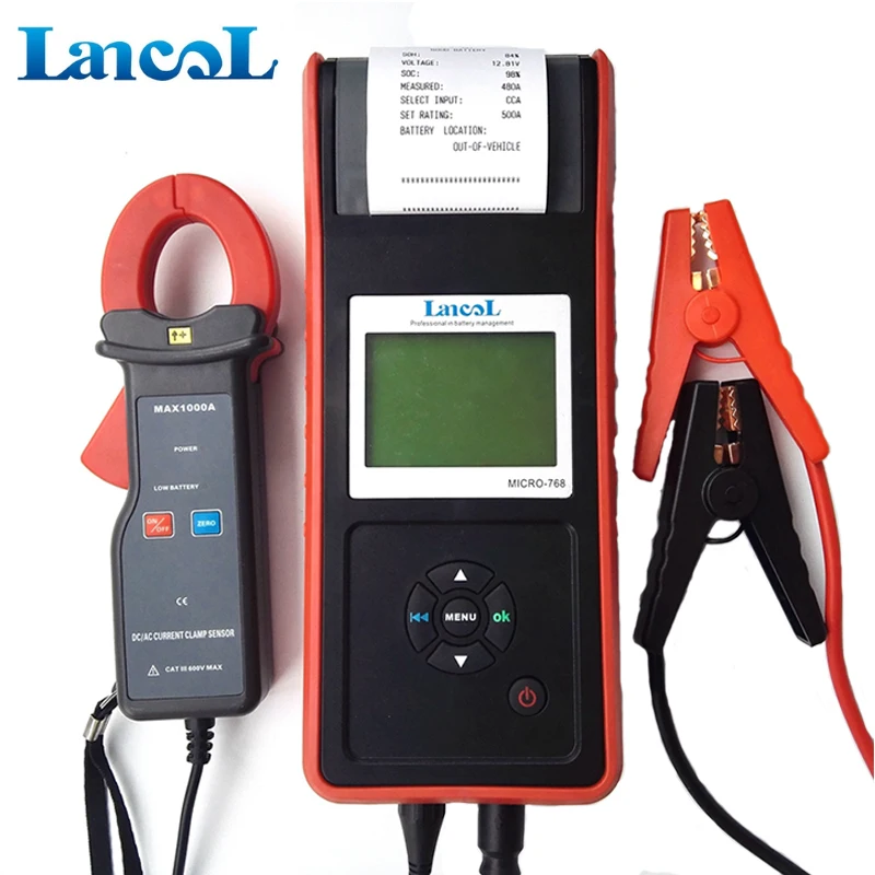 Lancol Горячая Авто Грузовик двигатель диагностический инструмент цифровой автомобильный аккумулятор тестер анализатор комплект MICRO768A с принтером и Amp зажим