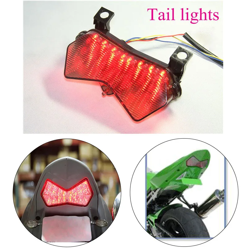 

For Kawasaki 2003 2004 ZX6R ZX6RR 2003-2005 Z1000 2004-2006 Z750S LED Tail Brake Light Rear Turn Signals Indicator Integrated