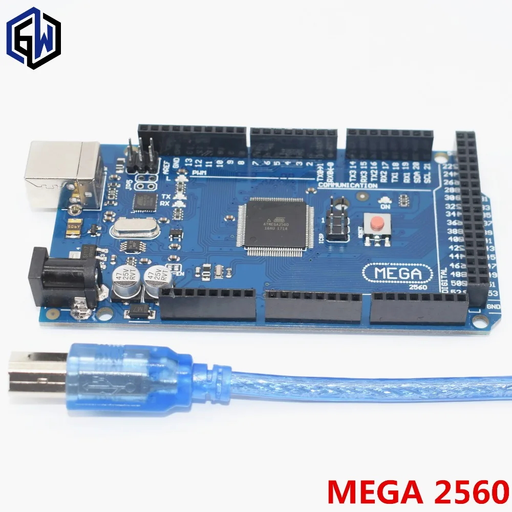 10 шт. Mega 2560 R3 Mega2560 REV3 ATmega2560-16AU, ATMEGA16U2-MU плата+ usb-кабель, совместимый с 10 комплектами