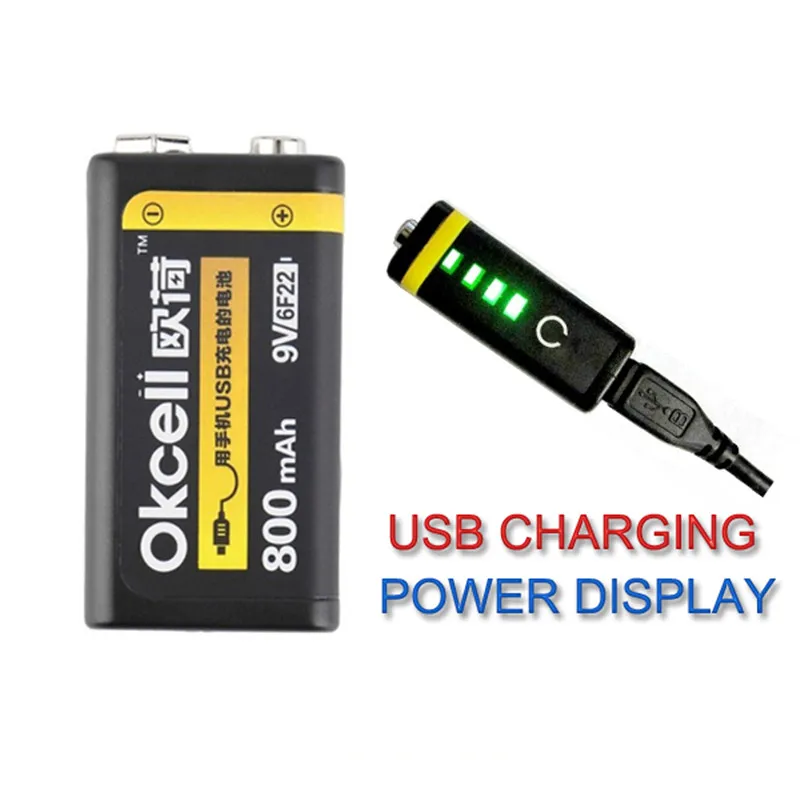 Liitokala 9 V/6F22 800mAh USB литий ионная аккумуляторная батарея Портативный Micro с дисплеем