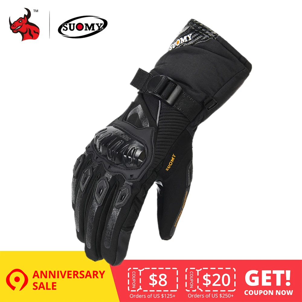 SUOMY Motorcycle Gloves Men 100 Waterproof Windproof Winter Moto Gloves Touch Screen Gant Moto