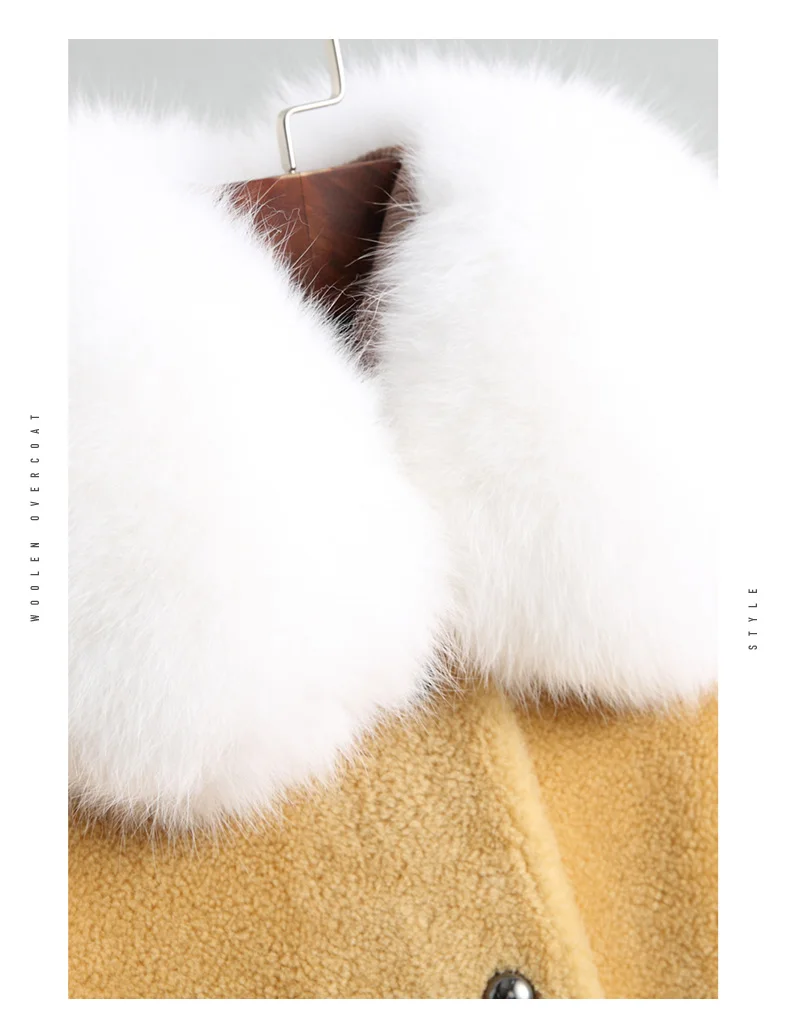 AYUNSUE натуральный мех пальто женская одежда лисий мех воротник красный овечий мех стрижка шерстяная куртка корейский Abrigo Mujer KQN19020 KJ2403
