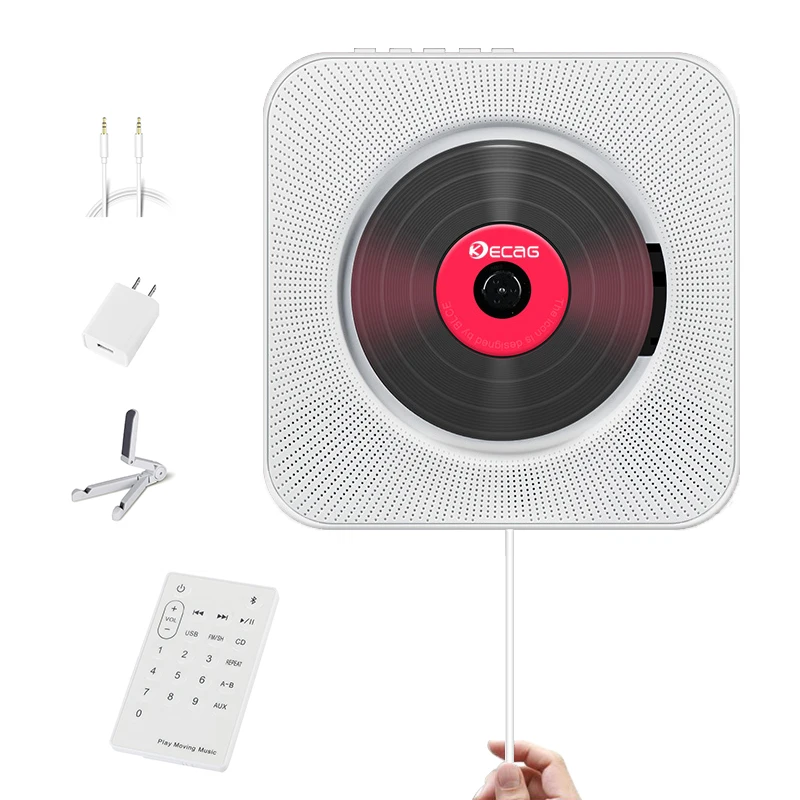 Koop KECAG CD Speler Wandmontage Bluetooth Draagbare Home Audio Boombox met Afstandsbediening FM Radio Ingebouwde HiFi Speakers USB MP3