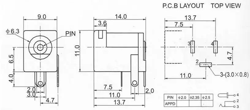 10 шт. PCB крепление 5,5x2,1 мм Женский DC разъем питания разъем черный 2,1 розетка круглая игла