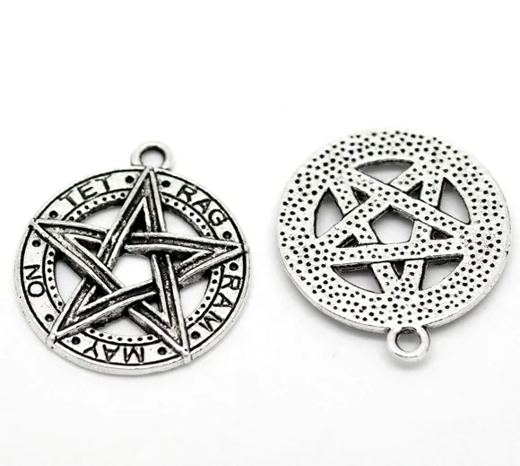

Free Shipping 10pcs Antique Silver Tone Pentagram Charms Pendants 28x24mm Jewelry Findings Wholesale J0302