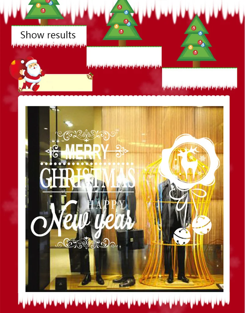 50x70cm 2019 Merry Christmas Decorations for Home New Year Shop Glass Window White Deers Bell Decorative Stickers Navidad Natal  (9)