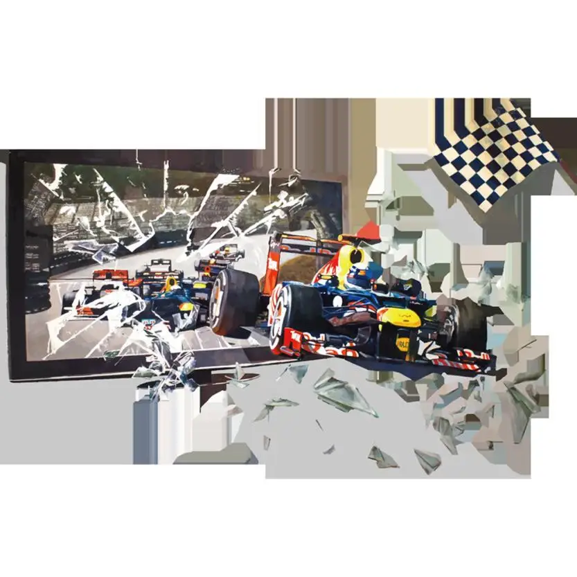 Home Decor 3D гоночный автомобиль нарушение кадр фон украшения стены Стикеры s стены Стикеры дома Deco mirror AU9 Home Decor 3D гоночный автомобиль нарушение кадр фон украшения стены Стикеры s стены Стикеры дома Deco mirror AU9