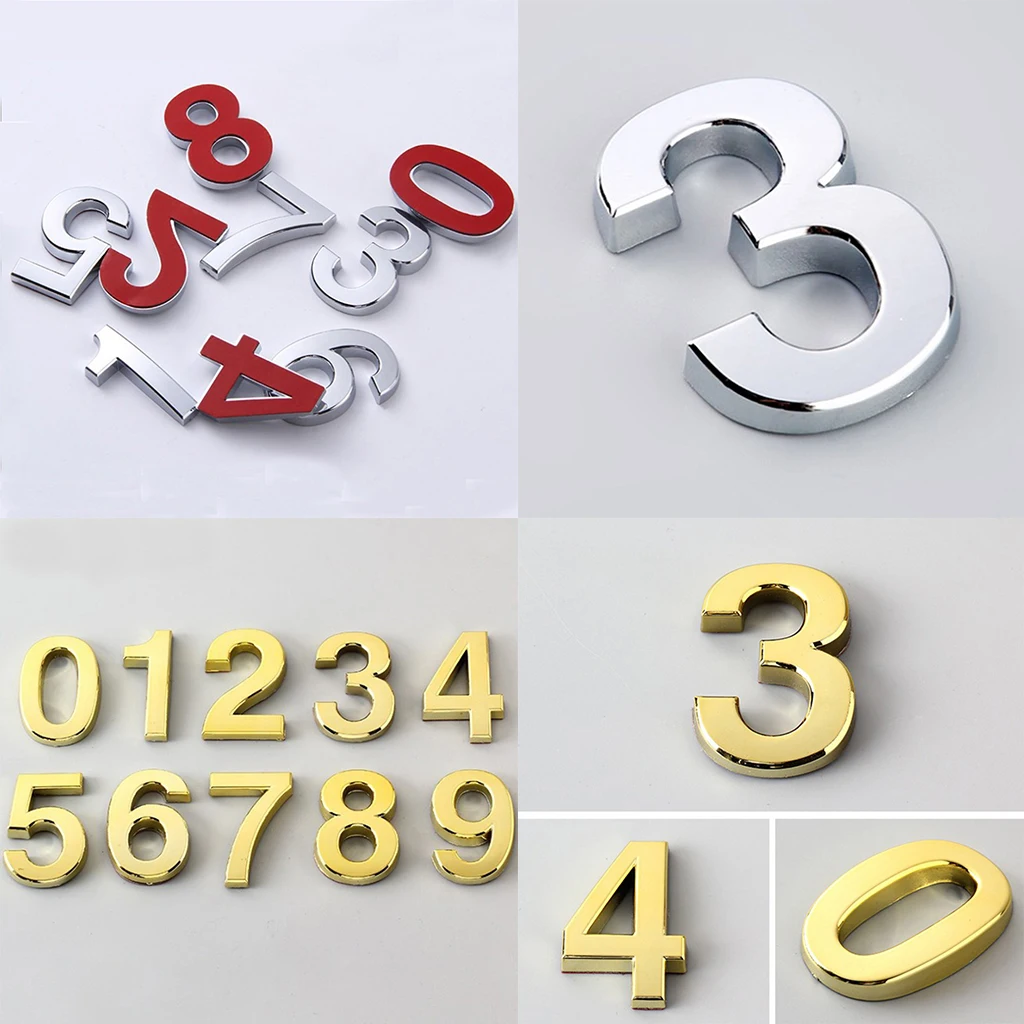 Набор 10 шт. пластиковые двери для чисел и символов от 0 до 9 самоклеющиеся номера отель Квартира Дом Дверь Почтовый ящик Номер наклейки на стену 5 см/2 дюйма