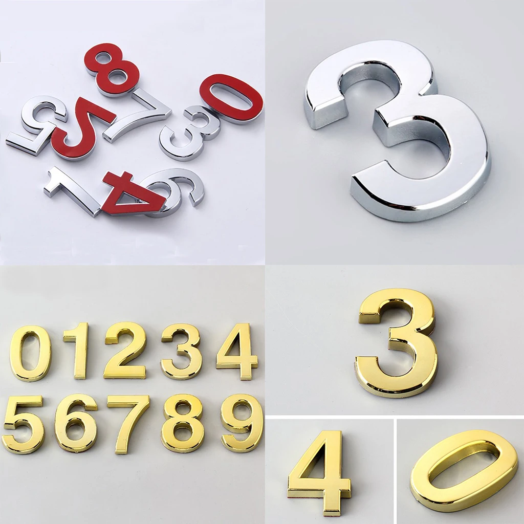 

5cm Modern Door Number Sign Self Adhesive House Address Door Number 3D Digit for Hotel Apartment Home Street Number Wall Sticker