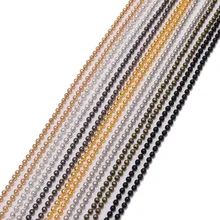 10 м/лот, Диаметр 1,2, 1,5, 2 мм, Золотой/Серебряный/черный металлический шар, бусины, цепочки, оптом, для Diy браслета, ожерелья, ювелирных изделий, изготовление поставщиков