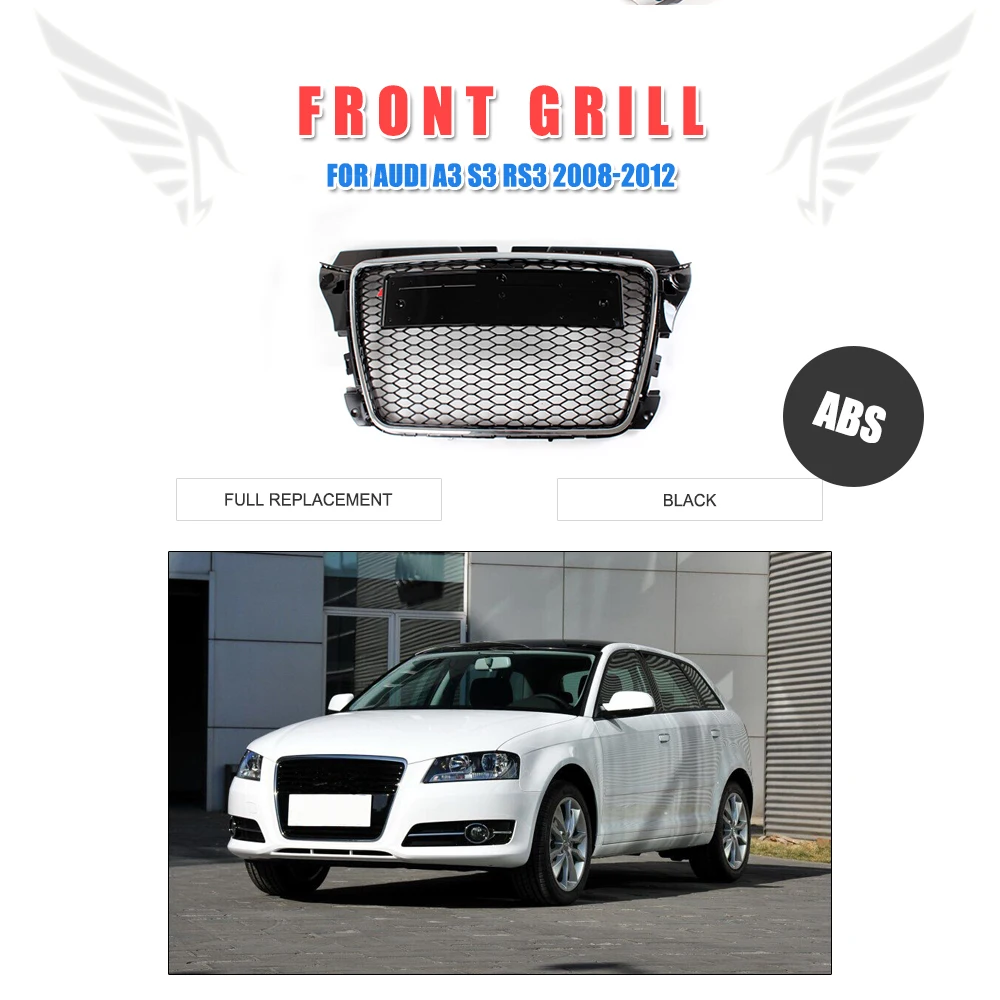 Front Bumper Mesh Hood Grill Grille Glossy Black Fit For Audi Q5 2009-2012