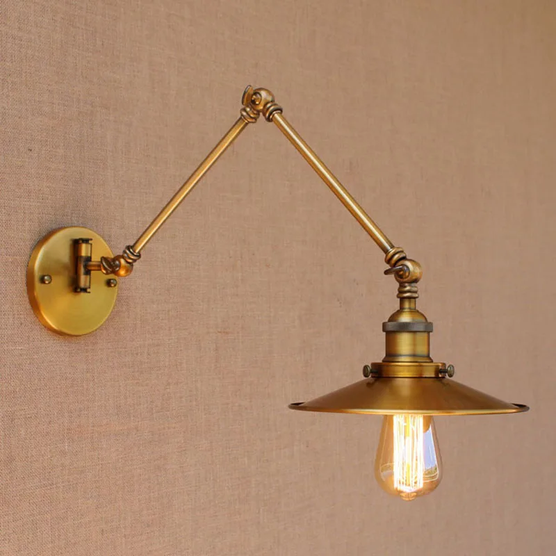 

Vintage Industrial Wall Lamp Copper Adjustable Long Swing Arm Wall Light Edison Loft Style Wall Sconce Applique Murale Luminaire