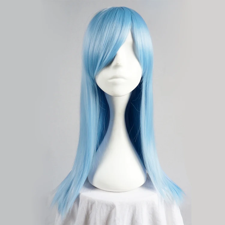 

55cm/70cm Long Straight Light Blue Anime Cosplay Full Wig+Wig Cap Heat Resistant
