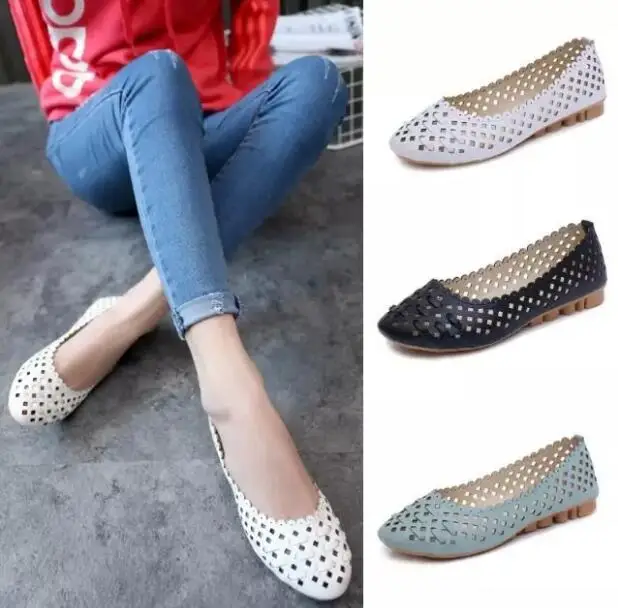 

Summer hollow mother sandals flat bottom hole large size shoes flat with soft bottom peas shoes non-slip middle-aged women's