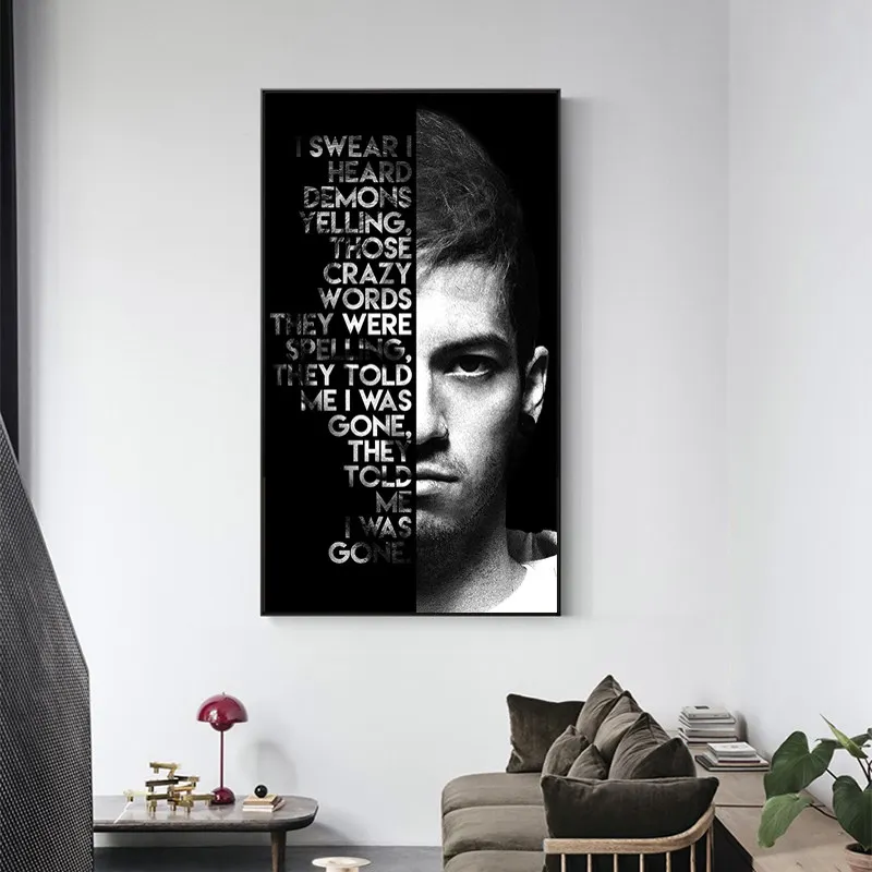 Black and White Scandinavian Portrait Oil Painting on Canvas Print Poster Modern Art Wall Pictures For Living Room Cuadros