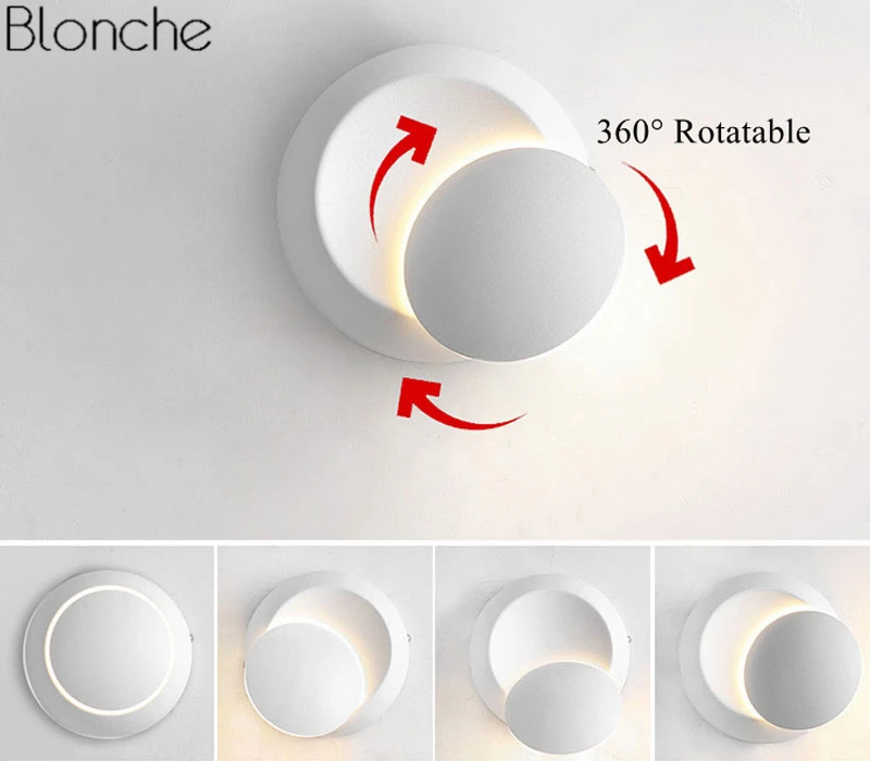 Современная Луна Настенные светильники Nordic регулируемые зеркала круглые настенные светильники вращения светодио дный бра Спальня