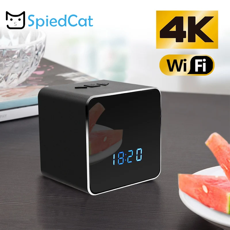 Wifi 4 k видеокамера ночного видения HD мини камера видеонаблюдения часы