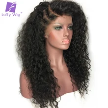 Luffy 180 Density Brazilian Non Remy Hair 13 6 Curly Lace Front Human Hair Wigs For
