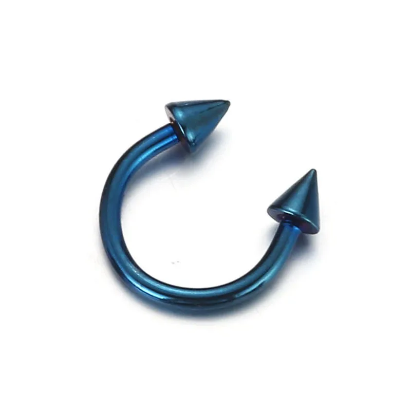 Ниппельные обручи перегородка бровь кольцо для пирсинга носа Подкова шип пирсинг для бровей Спираль пирсинг губ - Окраска металла: Blue