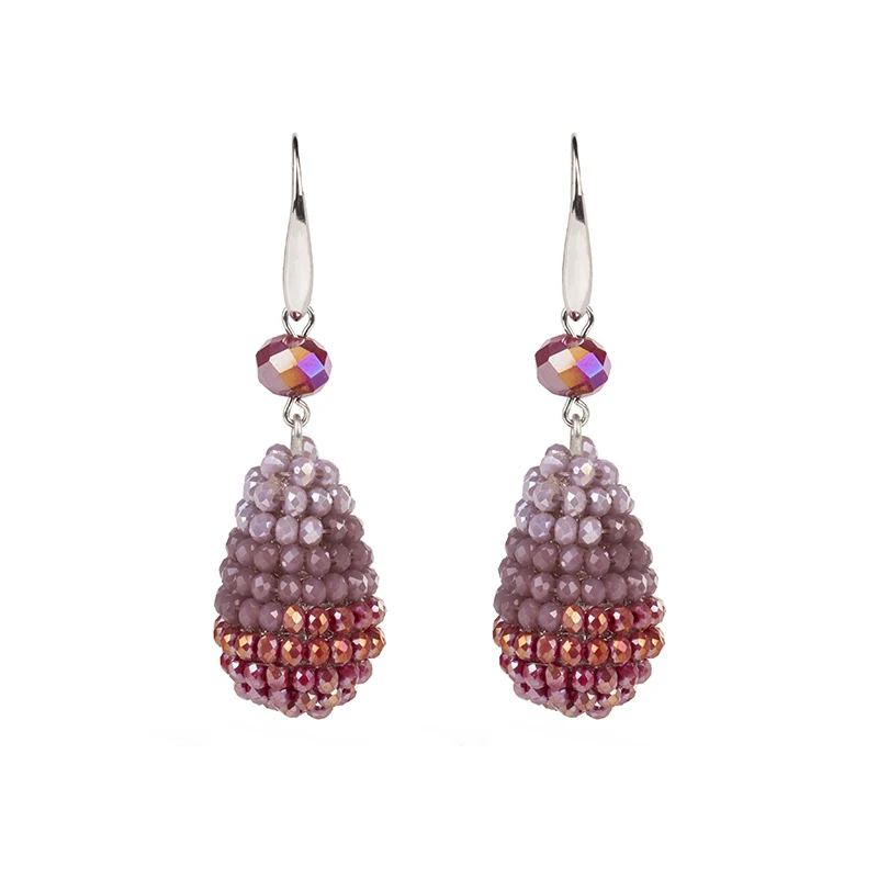 INKDEW, модные яркие цвета, в форме капли воды, большие серьги, длинные серьги, украшенные бисером, ручной работы, серьги-капли с кристаллами для женщин, подарок - Окраска металла: light purple