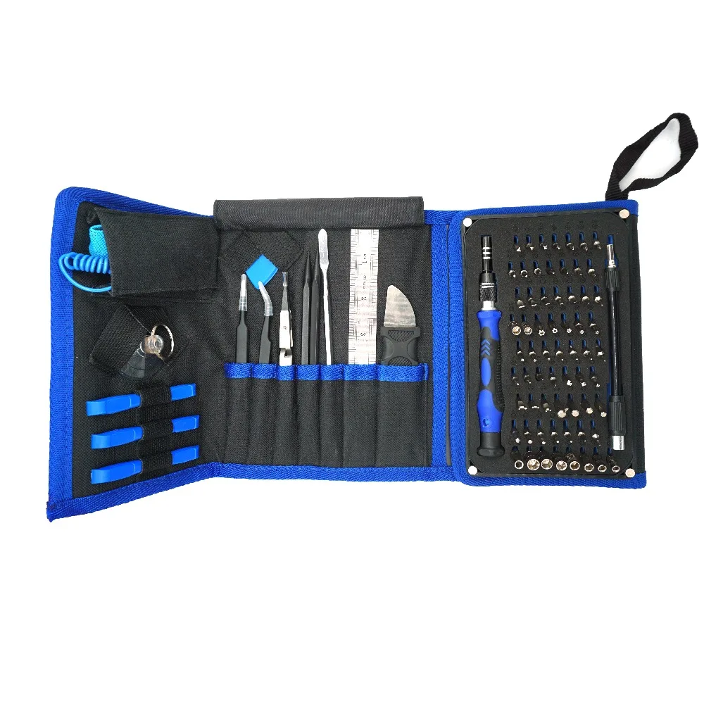 Kopen 82 in 1 Mobiele Telefoon Precisie Reparatie Gereedschap Set Bag met pincet Opening Kit Schroevendraaier voor iPhone 6 s 5 s voor iPad 4