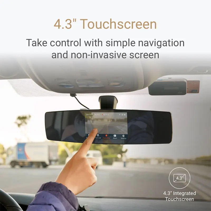 YI Rearview Mirror Dash Cam Touch Screen Front Rear View HD Auto Video Car Wifi DVR Camera Recorder G Sensor Night Vision 