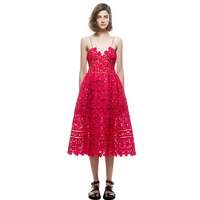 lace midi a line dress