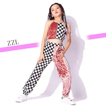

Hip Hop Dance Costume Girls Korean Fashion Version Vest Pants Jazz Costumes Kids Street Dance Clothing Children Performance Wear