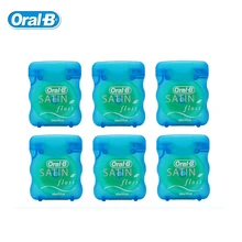 SATIN Dental Floss Oral B Smooth Interdental Space Clean Gum Care Waxed Flat Thread Flosser Fresh Mint 50m/pcs (6 pcs=1 pack)