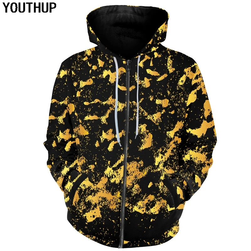 

YOUTHUP Cool 3D Hoodies Men Women Zipper Hoodies Paint Print Splash Hooded Sweatshirts Men Hipster 3d Pullover Tops Plus Szie