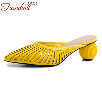 

FACNDINLL women genuine leather summer gladiator sandals shoes sexy high heels open toe fashion woman dress party casual shoes
