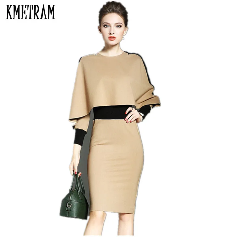 

High Quality Spring Office Dress Women 2019 European Style Sexy Bodycon Womens Clothing Khaki Fashion Elegant Vestido YJZ046