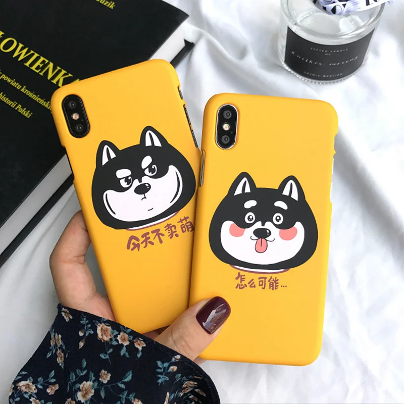 

Case For Coque iPhone 8 7 6 6S Plus X Shell Cartoon Dog Matte Hard PC Back Cover Case For Funda iPhone 8 7 6 6S Plus X 10 Capas