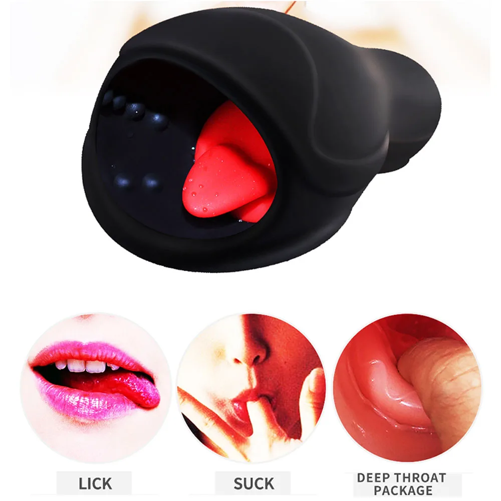 EXVOID Tongue Vibrator Male Masturbator Mouth Oral Masturbatory Cup Deep Throat Pussy Sex Toys for