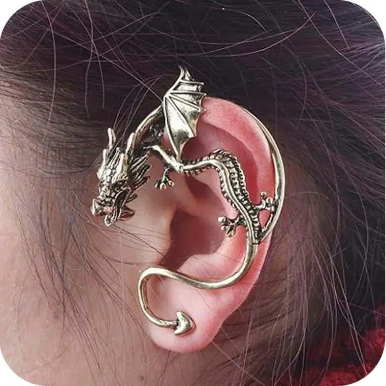 

Ear Cuffs Hook Clip On Earrings Fashion Gothic Punk Metal For Women Men Dragon Earring Cuffs T-1.9