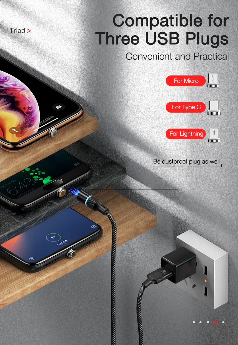CAFELE 3A Магнитный USB кабель для iPhone Xs Max Xr X 8 7 6 6s Plus 5 5S SE iPad Магнит usb type C USB микро-кабели светодиодный светильник