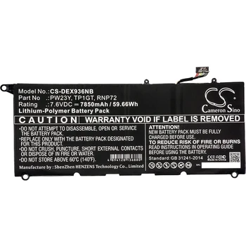 

Cameron Sino 7850mAh Battery For DELL XPS 13 9360 XPS 13 9360-D1605G,0RNP72 PW23Y RNP72 TP1GT