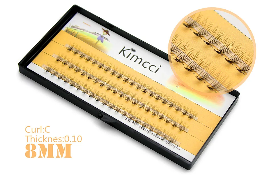 Kimcci 4 чехла/лот натуральные длинные Индивидуальные Кластерные ресницы для наращивания профессиональные 10D Поддельные Накладные ресницы для макияжа