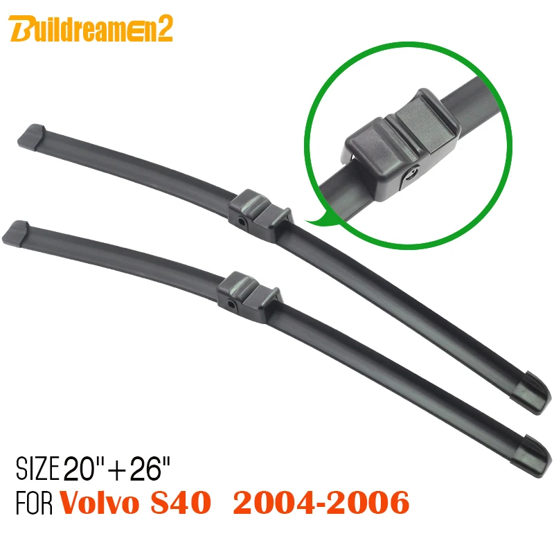 

Buildreamen2 For 2004-2006 Volvo S40 Vehicle Frameless Soft Rubber Wiper Blades Window Car Windshield 2Pcs