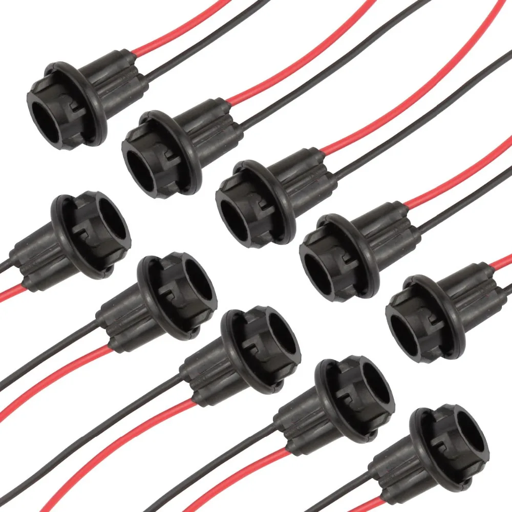 10 pcs T10 W5W 194 LED Bulbs Sockets Pre wired Connector for Interior