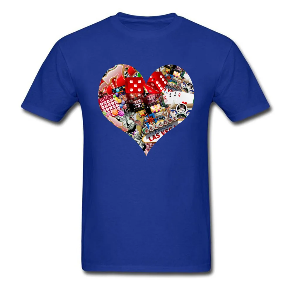 Heart Playing Card Shape 100% Cotton Tops & Tees for Men Simple Style T Shirt New Design Round Collar Tshirts Short Sleeve Heart Playing Card Shape blue