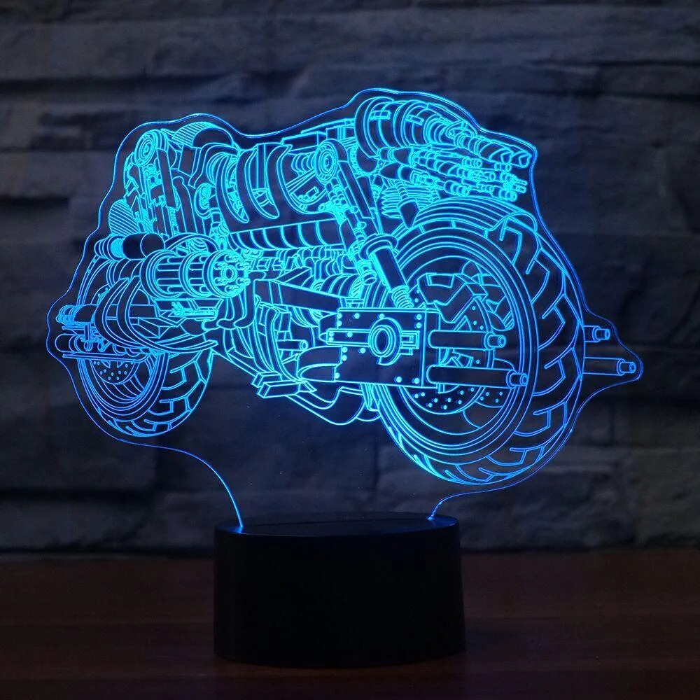 Крутая модель Botorcycle 3D ночник с сенсорным выключателем светодиодная 3D настольная лампа детское спальное атмосферное освещение домашний декор