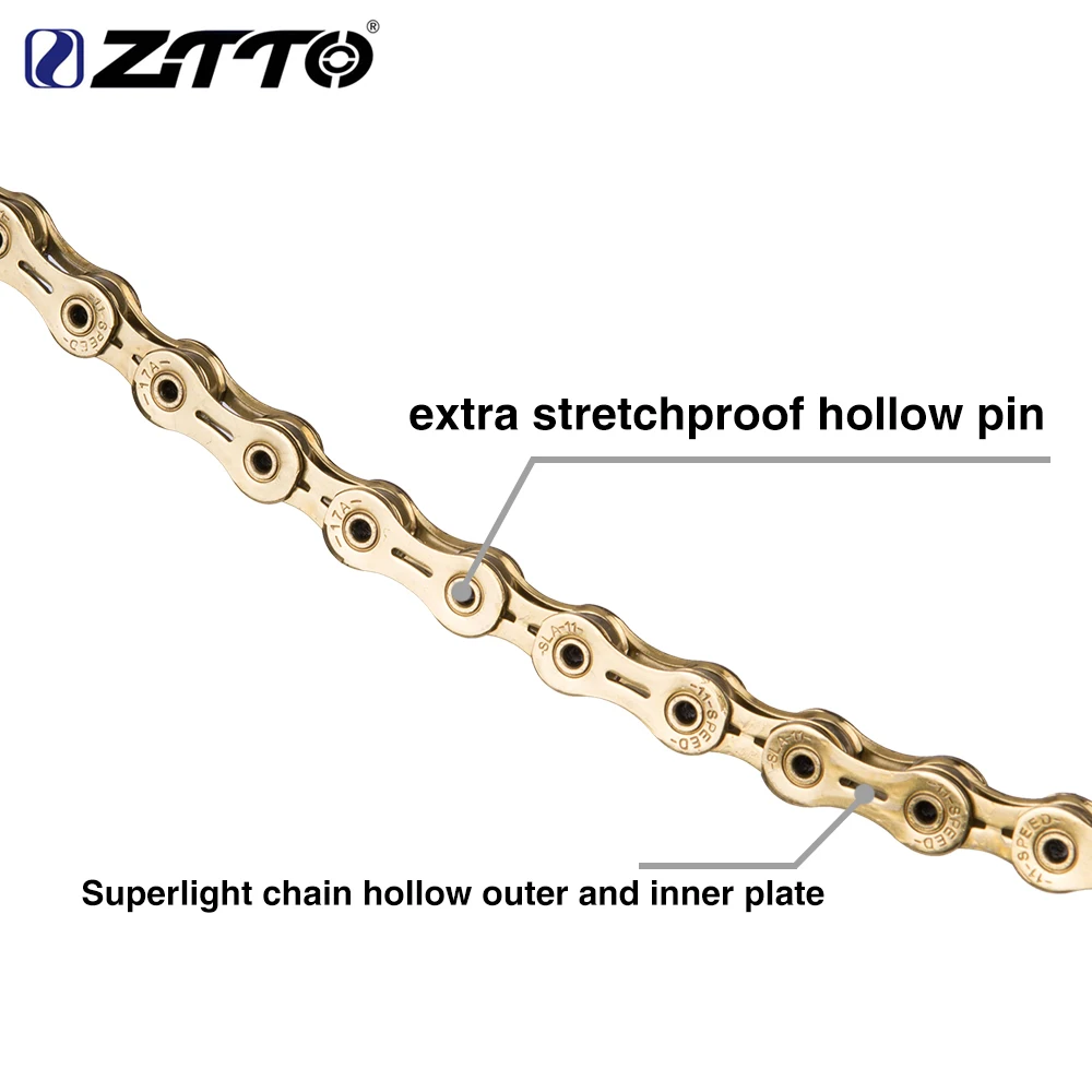 Top ZTTO 11 Speed Golden SLR Chain 11s 22 s MTB Mountain Bike Road Bicycle ultralight Parts Durable Gold Chains for parts K7 1