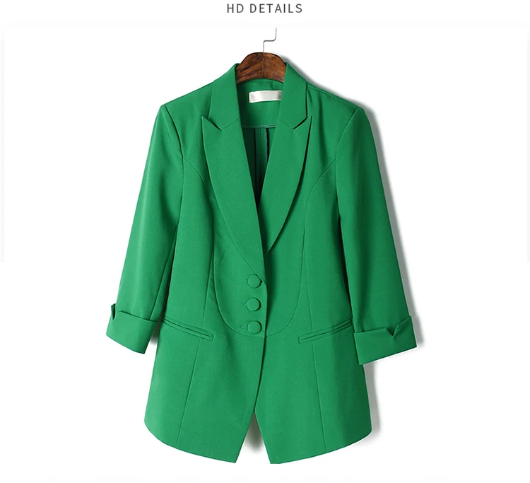 Дамы пиджак 2018 новые летние Однобортный Blaser Для женщин пиджак плюс размер пиджак feminino Красный Зеленый Белый Черный пальто