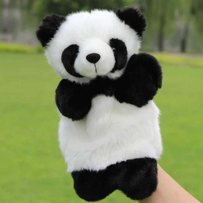 Plush panda doll toys baby hand puppet large cartoon puppets toy store