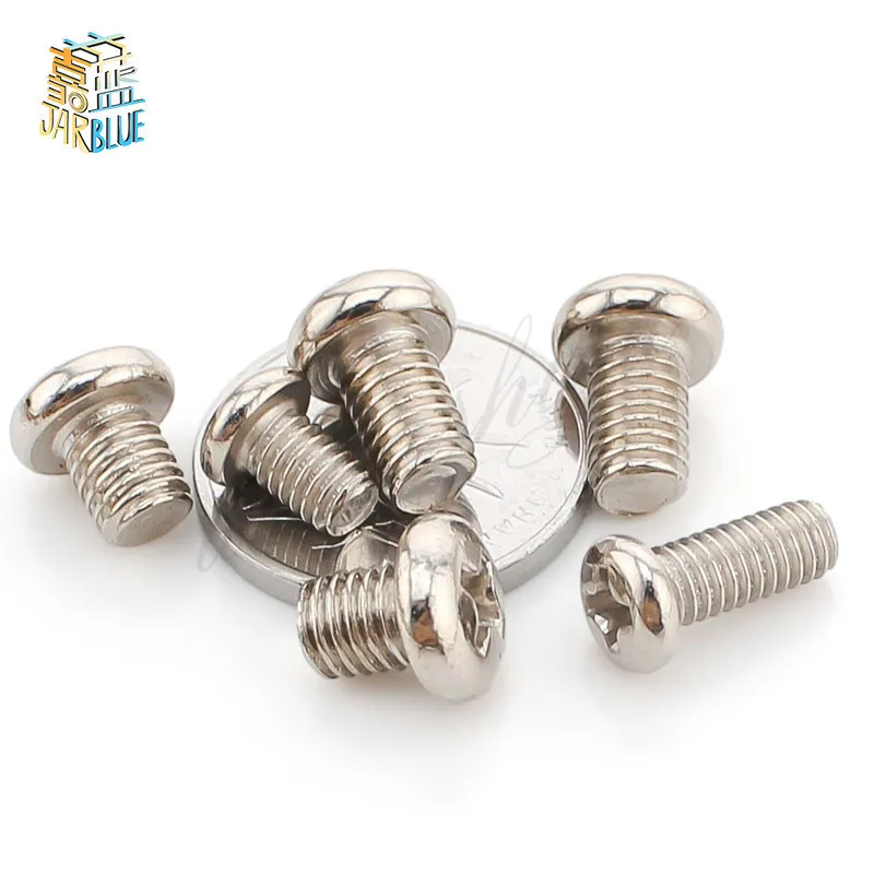 

200pcs or 500pcs M4 Round Head Machine Screws Nickel Plated Electronic Screws GB818